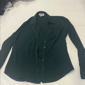 Express Women's Dark Green Button-Down Shirt